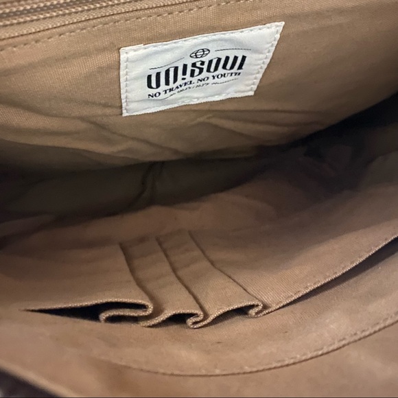 Unisoul Rugged Leather Canvas Brown Mocha Backpack Shoulder Book School Bag - Picture 2 of 13